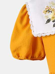 SHEIN Vestido de punto ajustado con cuello redondo y espalda descubierta para niña preadolescente - Amarillo - Ver 11