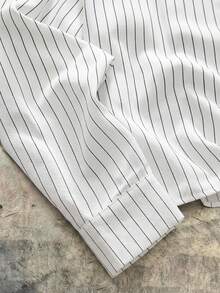 AXEPEAK Men's Fashionable Casual Striped Print Button-Up Shirt - White - View 4