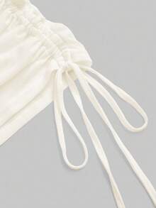 ROMWE Avant Women's Retro Y2K Baddie Romantic Punk Cross Letter Print Off Shoulder Long Sleeve Sheer T-Shirt Top - Apricot - View 3