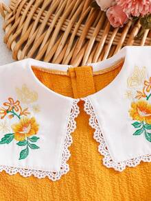 女童休闲红色高端街头风纯色露肩泡泡袖修身A字连衣裙，黑色，适合返校、婚礼、派对、万圣节等场合。小女孩黑色连衣裙，女童露肩连衣裙，女童黑色露肩连衣裙 - 紅色 - 查看 6