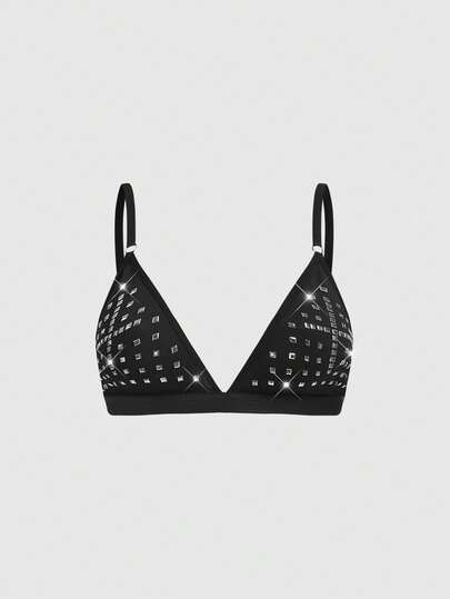 ROMWE Gothic Cross Studded Triangle Bralette