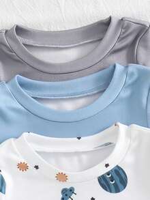 SHEIN Vintaside Kids 6pcs Baby Boys Space Tech Cute Print Comfortable Soft Knit Long Sleeve Pajama Set - Multicolor - View 4