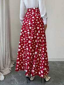 Elenzga Women's Elegant Red Tie-Waist Bowknot Skirt, Versatile For Dates And Occasions, Spring/Summer - Red - View 2