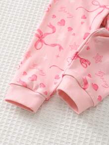 Cozy Pixies Baby Girl Cartoon Cat Print Knit Soft Crew Neck Long Sleeve Top And Elastic Waist Leggings 2-Piece Snug Fit Pajama Set - Pink - View 4