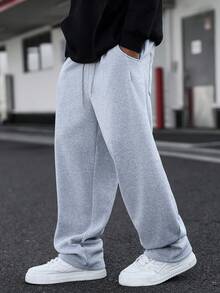 PAVTROS 男士纯色宽松休闲运动裤，带口袋 - 灰色 - 查看 3
