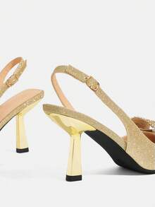 CUCCOO TILAWA Fashionable And Shiny Rhinestone High-Heeled Sandals For Women, Banquet And Party Shoes, Shiny Women's Shoes Valentine's Day - Gold - View 4