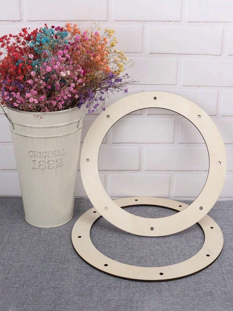 2 Stück Weihnachtskranz, Holzkranz Rahmen für Basteleien, Dicke Holzkranz Ringe mit vorgefertigten Löchern, unfertige Blumen Hoop Ringe für DIY Weihnachten, Hochzeit, Feiertage, Kranz, Wand, Heim Handwerk Dekoration, Heim Dekoration, Weihnachtsdekorationen, Raumdekoration