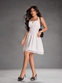 CUCCOO SZL Fashionable & Elegant Polka Dot Bow Tie High Heel Sandals - Black and White - View 2