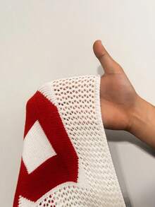 BamGleam 女士针织毛衣，七分袖圆领镂空数码印花红色米色休闲旅行度假派对装，适合春秋夏季冬季穿着。 - 米色 - 查看 8