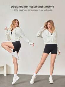 GLOWMODE 5 Pairs Socks Soft Ventilated Mesh With Embroidered Logo Workout Daily Casual - White - View 3