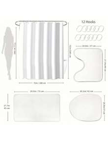1pc Starfish And Seashell Print, Creative Shower Curtain Set, Decorative Bathroom Set Includes Shower Curtain, Non-Slip Mat, Toilet Seat, Bath Mat, And 12 Plastic Hooks, Bathroom Accessories, Home Decor. - Multicolor - View 4