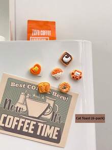 6PCS Mini Food Fridge Magnets Creative Cartoon Bread Simulation Magnetic Stickers Cute Home Decor Kitchen Office Accessories Fun Gift Collection Birthday Party - Multicolor - View 2