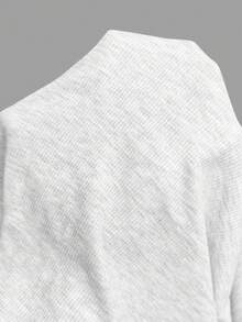 INAWLY 女士纯色甜心领修身罗纹性感短袖针织T恤 - 淺灰色 - 查看 6