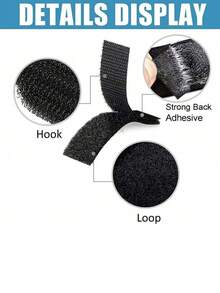 32pcs Self-Adhesive Random Color Hook-And-Loop Fastener, Adhesive Fastener Hook Loop With Glue For DIY Sofa Carpet Self-Adhesive Double-Sided Back Adhesive Punching Rounded Corner Anti Slip - Black - View 4