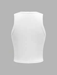 Mean Girls | SHEIN Women's Casual Everyday Commute Fashion Street Slogan Pattern White Tank Top, Summer - White - View 2