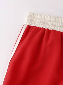 GlowEve Pantalon large à blocs de couleur avec broderie en forme de cœur pour femmes, style de mode casual pour les trajets quotidiens, convient pour un rendez-vous de la Saint-Valentin, style de rue français vintage polyvalent pour les fêtes du Nouvel An, rouge, nouveauté de début de printemps/automne, pantalon de sport - Multicolore - Voir 4