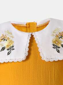 SHEIN Vestido de punto ajustado con cuello redondo y espalda descubierta para niña preadolescente - Amarillo - Ver 7