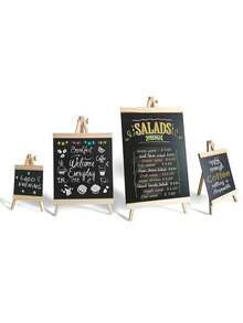 Madebyblanc 1set Home Office Wooden Bracketed Small Chalkboard Milk Tea Shop Restaurant Creative Display Sign Bar Supermarket Price Signs Small Chalkboard Frame Chalkboard With Easel, Perfect Gift For Christmas, New Year And Birthday - Multicolor - View 4