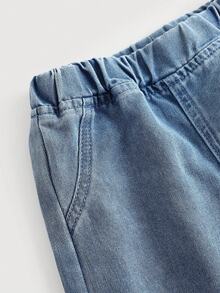 Bộ 2 món áo khoác denim và quần ống rộng cho bé gái - Rửa nhẹ - Xem 9