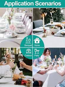 6件套一次性派对桌布，防水PE塑料生日甜点桌布，纯色，适用于户外婚礼、派对、生日聚会、露营 - 彩色 - 查看 4