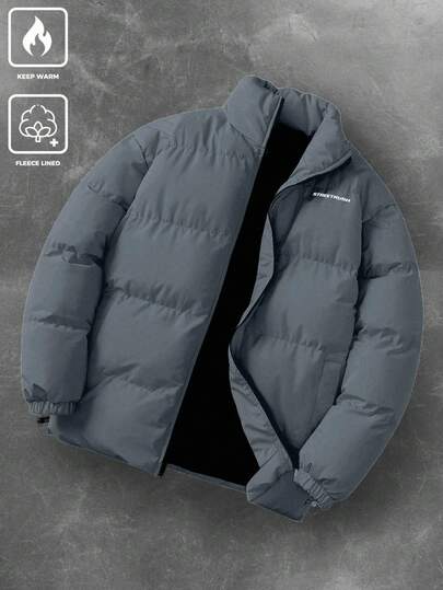 PAVTROS Abrigo casual con cuello alto y cremallera, acolchado, para hombre, otoño/invierno