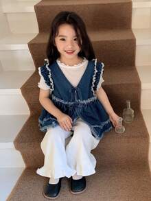 DAZY Top fără mâneci din denim spălat, casual, pentru fete tinere, de vară - Albastru - Vizualizare 8