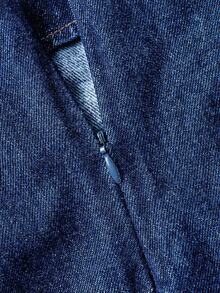 SHEIN MOD 大码休闲水洗不对称牛仔裹身裙 - 中等水洗藍 - 查看 6