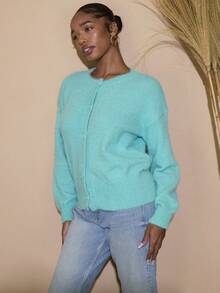 Dancing Leopard Milos Cardigan Layer Friendly Weekend Plans Brunch Plans Everyday Wear Travel Friendly Relaxed Fit Holiday Outfit City Break Wedding Guest - Teal Blue - View 3