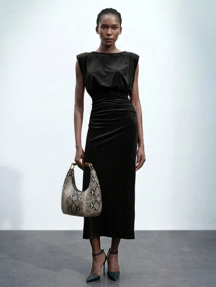 SHEIN Maija ファッションストリートスタイル スネークスキン ジップハンバッグ、お出かけに適しています