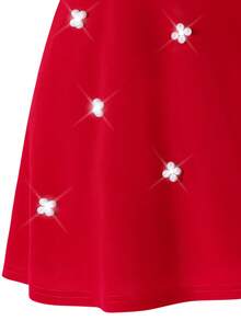 SHEIN 年轻女孩纯色方领羊腿袖串珠休闲针织连衣裙 - 白色 - 查看 10