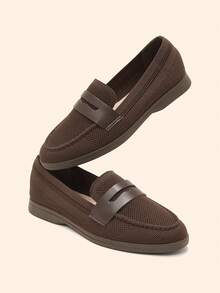 CUCCOO BASICS Mocassins décontractés confortables en tricot de couleur café pour femmes, convenant pour le trajet, l'extérieur, les courses, le travail et le port quotidien - Marron - Voir 2