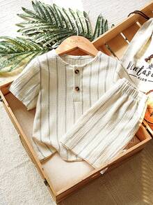 Vintaside Kids 2 pièces/set T-shirt à manches courtes et short imprimé pastèque mignon pour bébé garçon