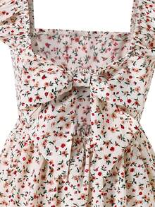 Emery Rose Kids Emery Rose Kids 女孩度假休闲碎花蝴蝶结装饰连衣裙 - 白色 - 查看 7