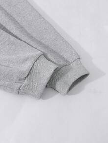 Sparklyn 3件套休闲时尚舒适运动户外拉链印花针织宽松外套家居服套装，纯粉色，适合青少年 - 灰色 - 查看 7