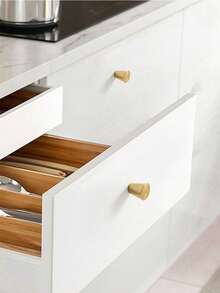 4个铝合金圆形单孔把手螺丝，赠送金色橱柜抽屉衣柜门把手，黑色简约家具五金把手 - 彩色 - 查看 2