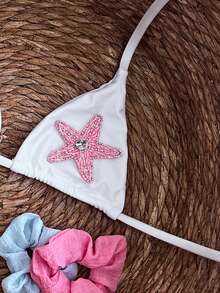 Swim Mod Áo bikini nữ kiểu dáng thường ngày in hình sao biển, thích hợp cho kỳ nghỉ biển. - trắng - Xem 5