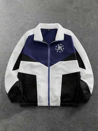 Street Life Herren Lässig Patchwork Farbblock Jacke, Herbst