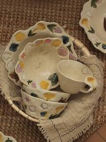 Joivida 1 Stück, japanischer Retro Handarbeit Teller, Frühstücksteller, Salateller, Gemüseteller Dessert Teller, leichte Suppenteller Salatschale, Unterglasur Farbe, Retro Hochwertiger Dessert Teller, Obstschale, Joghurtschale, Geburtstagsgeschenk Teller, Valentinstag Geschenk Teller - Verschiedenfarbig - Übersicht 11