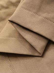 DAZY Women's Casual Contrast Color PU Leather Collar Patchwork Pocket Drawstring Regular Jacket, Autumn/Winter - Khaki - View 9