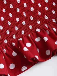 Sweetra Söt prickig blus med åtsittande midja, ärmlös damblus, vår/sommar - Bourgogne - Visa 5