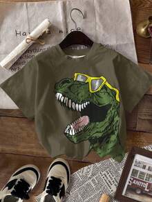 SHEIN 3pcs/Set Young Boys Casual Comfortable Knit Short Sleeve T-Shirts, Suitable For Summer, School, Campus, College - Multicolor - View 5