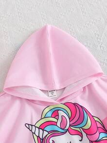 Emery Rose Kids Emery Rose Kids Young Girl Cute Casual Pink Cartoon Pattern Hooded Loose Swim Cover-Up - Pink - View 7