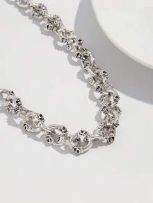 ROMWE Fairycore 1 chiếc dây đeo quần phong cách cổ điển, thanh lịch, tối giản, đính pha lê và ngọc trai giả nhiều màu sắc, dây đeo chéo vai dành cho nam giới theo phong cách punk hip hop, dùng để trang trí quần. - Bạc cổ - chuỗi đầu lâu - Xem 2