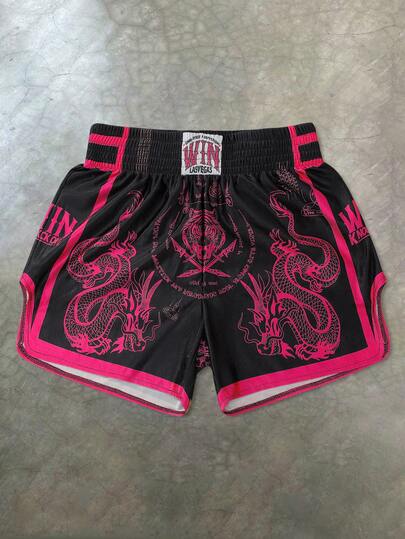 PAVTROS Manfinity Streetrush Herrshortsset i ett stycke, Resår i midjan, Hög Tolerans, Hög Midja och Kort Version, Supershorts, Glansigt Tyg med "Svartvitt Drake- och Tigermönster", Thailändska Boxershorts, Sportiga Avslappnade Basketshorts, Sidoslitsar, Heta Ins, Ung Avslappnad Sportkläder, Dagliga Pendlings- och Semesterkläder, Första Valet För Presenter Till Pojkvänner Och Makar, parkläder