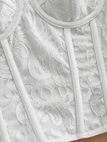 Soleia 白色蕾丝吊带背心，性感迷人，适合度假、约会和日常穿着，秋冬季款。 - 白色 - 查看 4