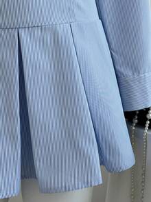 Elamini Vestido Plissado Vintage Feminino com Amarração na Frente, Decote em V Profundo, Listras Finas