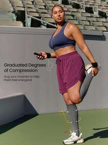 GLOWMODE Bộ tất nén SweatMode Glow Grip Plus Size thấm hút mồ hôi, co giãn cao, không đường may, thoáng khí, in phản quang, thích hợp cho hoạt động hàng ngày. - Màu xám đen - Xem 3