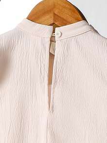 SHEIN 女童纯色圆领泡泡袖休闲连衣裙 - 香檳色 - 查看 10