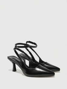 CUCCOO BIZCHIC Women's Pointed Toe Buckle Design Everyday Versatile Fashion High Heels - Black - View 4