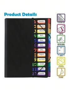 A4 Rainbow File Folder Organizer, Large Capacity Korean Style Office Supplies | Colorful Document Organizer For School, College, Work, Home & Office | Back To School, Office Stationery & Storage Solutions For Students, Teachers & Professionals - Multicolor - View 2